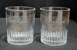 Crown Royal Etched Lowball Whiskey Glasses  Embossed Bottom - £11.95 GBP