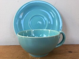 Set Vintage 1930s Pacific Pottery Colorware Aqua Blue Ceramic Tea Cup + ... - $36.99