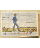 Vintage Print Ad Swift Meats Steak Cowboy Cows Beef Cattle Ranch 1940s E... - £7.66 GBP