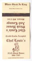 Chef Louie&#39;s Steak House - Mitchell, South Dakota Restaurant Matchbook Cover SD - £1.19 GBP