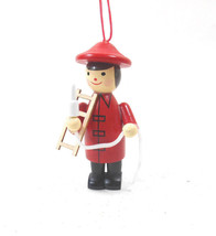 Midwest-CBK Firefighter Christmas Ornament Red Wooden Hand Crafted  - £5.55 GBP