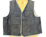Carhartt Vintage Mens Blue Sherpa Lined Snap Front Denim Fleece Vest Jac... - £26.57 GBP