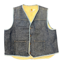 Carhartt Vintage Mens Blue Sherpa Lined Snap Front Denim Fleece Vest Jac... - £26.48 GBP