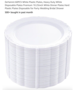 DaYammi 60PCS White Plastic Plates, Heavy Duty White Disposable White De... - €21,38 EUR