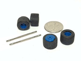 10pc Lot Of Tyco 440 Magnum 440-X2 HPX2 Slot Car Blue Rear Wheels+Tires+Axles! - £9.55 GBP