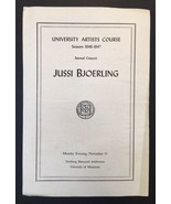 Jussi Bjoerling Concert Program Northrop University of Minnesota 1946-47... - £15.81 GBP