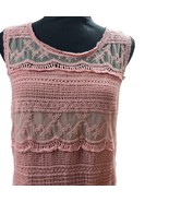 Xhilaration Boho Tank Top S Salmon Pink Crochet Lined Sleeveless Festiva... - €17,09 EUR