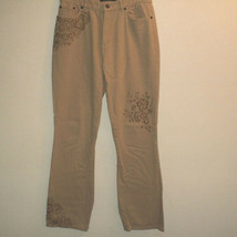 Lauren Jeans Co. Jeans Size 8 Tan Floral Accent on Pocket and Leg 100% C... - $23.53