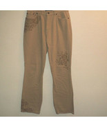 Lauren Jeans Co. Jeans Size 8 Tan Floral Accent on Pocket and Leg 100% C... - £18.64 GBP