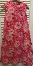 Vtg Sears Hawaiian Fashions Floral Dress Maxi Pink Sleeveless Ruffles Size 10 - £73.99 GBP