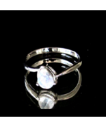 Sterling silver Blue moonstone Gemstone ring high polished 925 silver wo... - $54.33 CAD