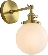 Vintage Industrial Wall Sconces,5.9&quot; Round Globe HandBlown Frosted White Glass - £30.92 GBP