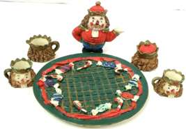 Vintage Christmas Nutcracker 7-pc Miniature Tea Set polyresin  C &amp; F - £7.98 GBP