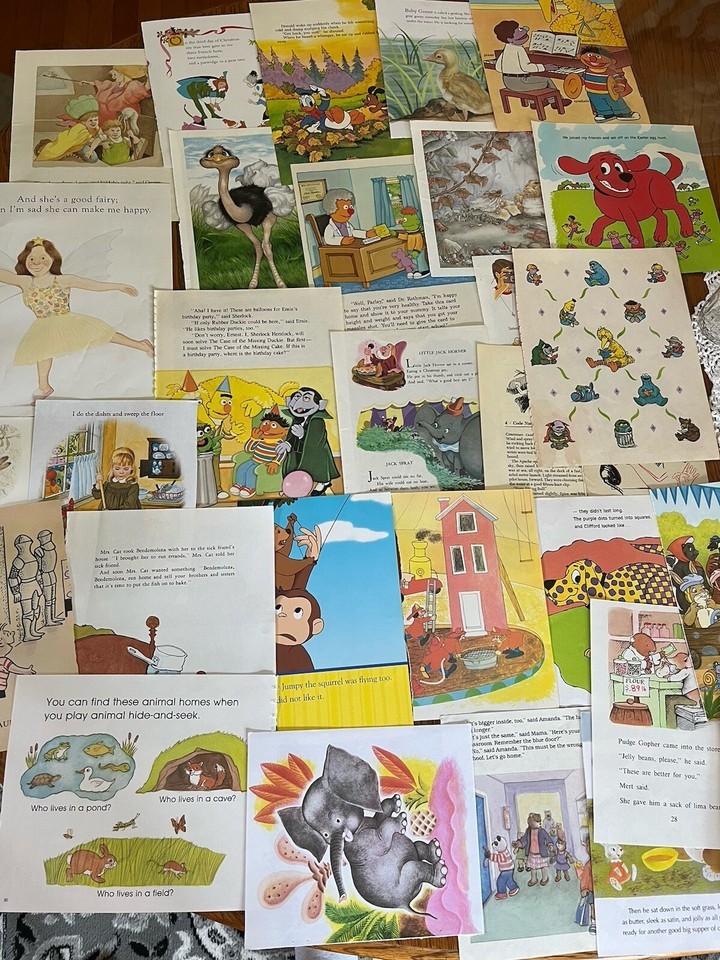 Lot Of 30 VINTAGE CHILDREN&#39;S BOOK PAGES Junk Journal, Scrapbooking Ephem... - $4.66