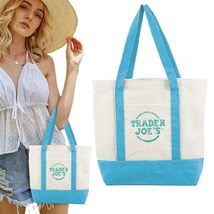 Trader Joe&#39;s Canvas Tote Bag, Blue and White, Mini Size - $550.18 MXN