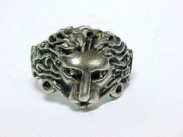 LION HEAD Sterling Silver Vintage RING - Size 8 - 8.1 grams heavy - £48.07 GBP