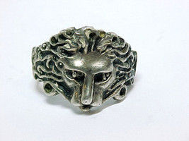 LION HEAD Sterling Silver Vintage RING - Size 8 - 8.1 grams heavy - $60.00