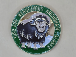 ANCHORAGE ALASKA-&quot;Fur Rendezvous 1992-Green Color-Rondy-Metal-Musk OX-1 ... - $15.09
