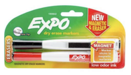 Expo Dry Erase Markers Fine Tip Magnetic &amp; Eraser Tip, Pack of 2 (1 Black/1 Red) - £4.29 GBP