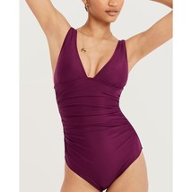 J. Crew Womens Long Torso Ruched V-Neck One Piece Swimsuit Ruched Iris Purple 6 - £49.36 GBP