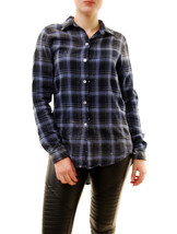 SUNDRY Womens Shirt Checkered Overd Vintage Cosy Fit Navy Size S - £44.83 GBP