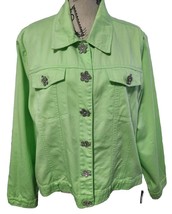 Berek 2 The Collective Works lime green Denim Jacket Size 1XL Snap Jewels - $41.80