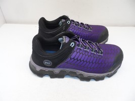 Timberland PRO Women&#39;s Powertrain Alloy-Toe Work Shoes A1RTM Black/Purple 7.5M - £45.55 GBP