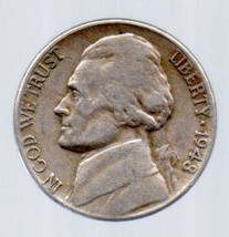 Circulated 1948 Jefferson Nickel - Moderate wear- About XF - $3.99