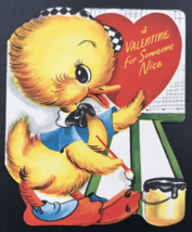 Die Cut Anthropomorphic Painting Artist Chick For Someone Nice Valentine... - $10.39