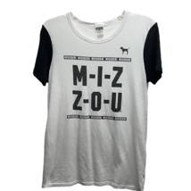 Womens Pink Victorias Secret Mizzou T-Shirt White Color Block Short Sleeve S - £15.17 GBP