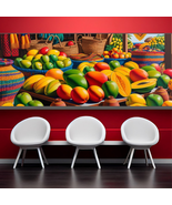  Vibrant Caribbean Market Stall Folk Art Print – Tropical Fruits &amp; Handm... - $6.00