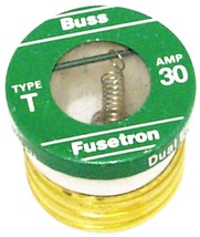 1 BUSS 30A Edison Base PLUG FUSE Time Delay TL 30 amp Green Tron BUSSMAN... - $21.33