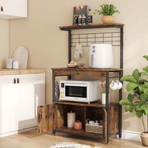 Industrial Kitchen Metal Wood Bakers Rack Microwave Cart with Storage Ca... - $202.36