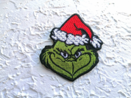 Embroidered grinch face Iron on Patch, Merry Christmas Patch. - $5.90+