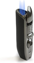 Triple Jet Flame Butane Cigarette Torch Lighter With Cigar Punch Attachment - £33.03 GBP
