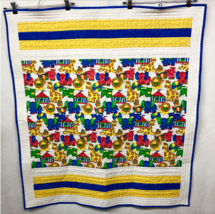 Project Linus Handmade Baby Quilt Red Yellow Blue Circus Animals 35 X 38... - $366.49 MXN