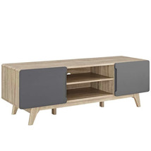 59&quot; Mid Century Modern LED LCD DLP HD TV Stand Credenza Media Natural Gray - £122.09 GBP