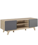 59&quot; Mid Century Modern LED LCD DLP HD TV Stand Credenza Media Natural Gray - $2,688.65 MXN