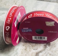 Valentine’s Crafts White Hearts On Red Satin Ribbon:5/8in/10yd(1 Roll). - $6.63