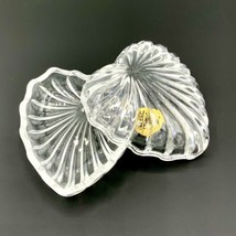 Trinket Box HEART Shape Glass Crystal 24% Jewelry Dish W/ Lid Vintage 3.5”x3”x2” - £7.15 GBP