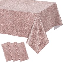 3 Pack Pink Rose Gold Birthday Tablecloth, Rose Gold Glitter Sequin Printed Plas - $16.99