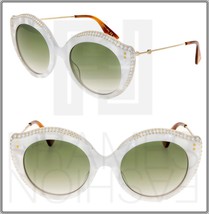 Gucci Crystal Lips 0214 Cat Eye White Pearl Green Gradient Sunglasses GG0214S - £265.51 GBP