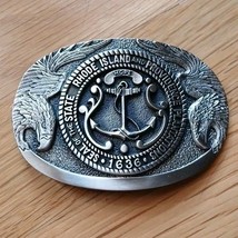 1st Edition Belt Buckle Great State Of RHODE ISLAND Solid Brass Award De... - $38.61