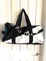 VICTORIA&#39;S SECRET PINK GYM DUFFLE TRAVEL BEACH WEEKENDER black Green Logo - $47.42 CAD