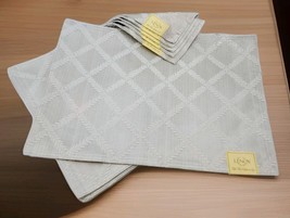 6 Lenox Platinum Laurel Leaf Placemats 13&quot;x 18&quot; Cotton Blend Holiday Tab... - $35.99