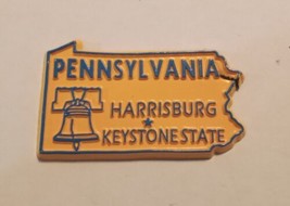 Pennsylvania die cut rubber fridge magnet yellow blue Harrisburg keyston... - £6.71 GBP