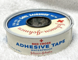 Vintage Red Cross Medical Adhesive Plaster Tape Tin Johnson &amp; Johnson  3... - $9.90