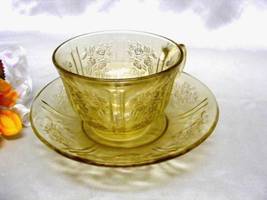 3032 Antique Federal Amber Sharon Cabbage Rose Cup Saucer Set - £6.38 GBP