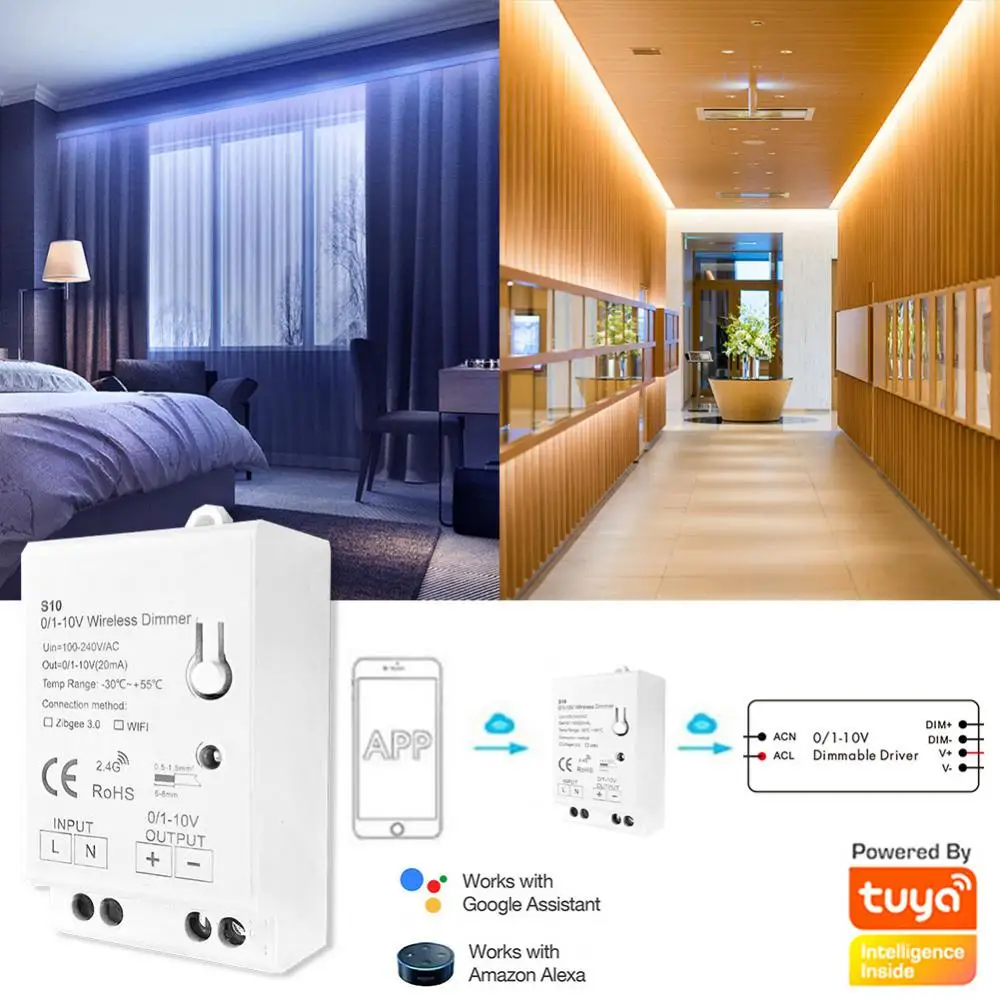 House Home Tuya WiFi LED Dimmer Controller For 0-10V LED Dimmable Power Drive AC - £35.48 GBP