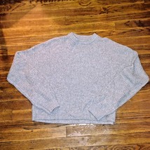 BP Sweater Grey Heather Women Crop Crewneck Size Medium Rib Knit - £16.25 GBP